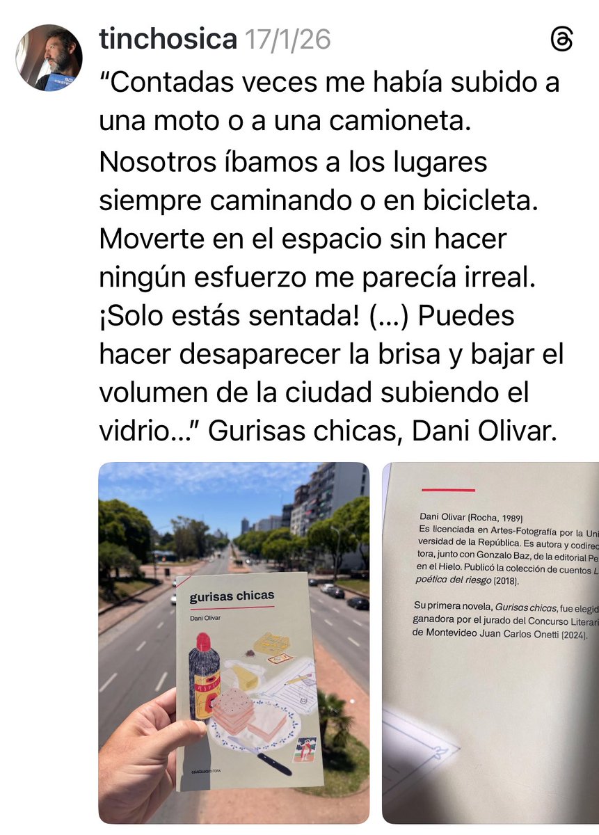 Qué buena novela Gurisas chicas de Dani Olivar. Hace unas semanas lo empecé y es, como dice su contratapa, “potente y directa”.
