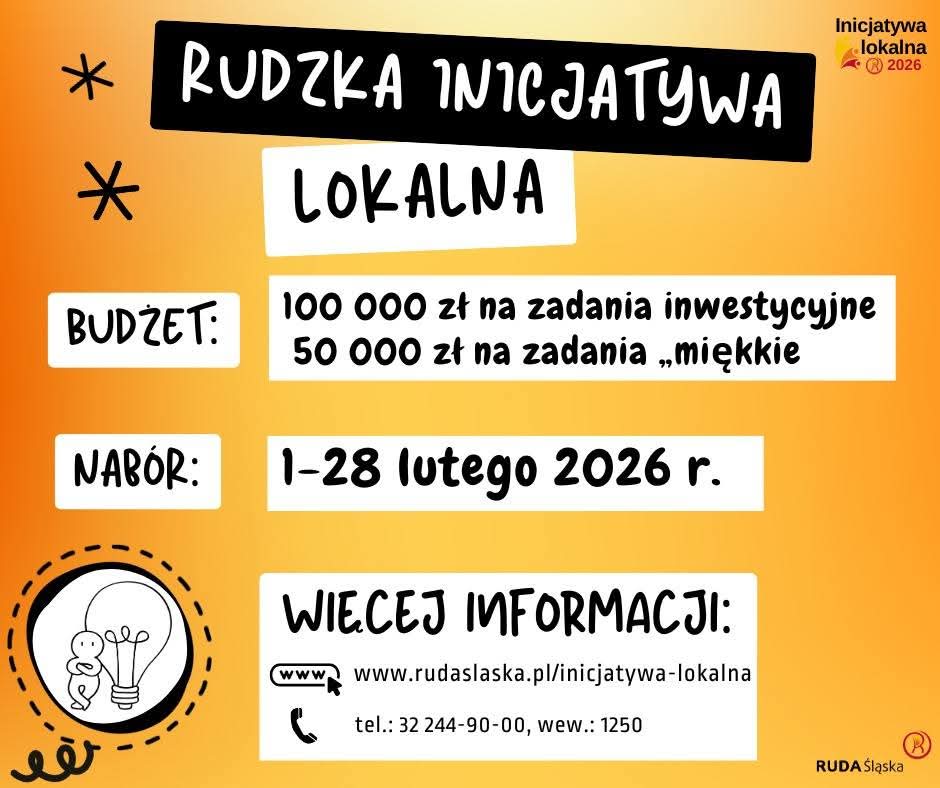 Ruszyła 3. edycja Rudzkiej Inicjatywy Lokalnej! W 2025 r. zrealizowaliśmy 7 projektów takich jak m.in. festyny, potańcówki, kino plenerowe czy warsztaty. W tym roku przeznaczymy 150 tys. zł na realizację pomysłów mieszkańców. Zachęcam do składania wniosków!