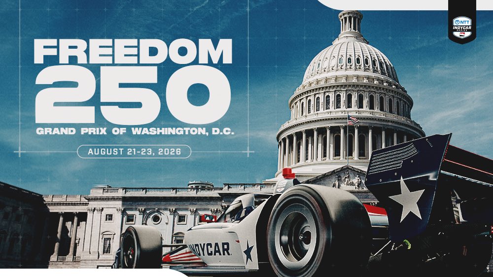 Set in Washington, D.C., the Freedom 250 places motorsports on one of the most historic stages in America.
A race weekend designed to celebrate speed, freedom, and the power of sport in a city that represents both. <a href="/IndyCar/">NTT INDYCAR SERIES</a>