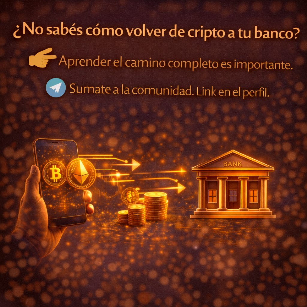 NakamotoNKT7's tweet photo. CERRAR EL CICLO TAMBIÉN ES PARTE DEL APRENDIZAJE
No alcanza con comprar o vender.
Entender cómo volver de cripto a tu banco te da tranquilidad, orden y control sobre tu dinero.
#NKT #EducaciónCripto #CriptoABanco #AprenderElProceso #ComunidadCripto https://t.co/wxBclviyml