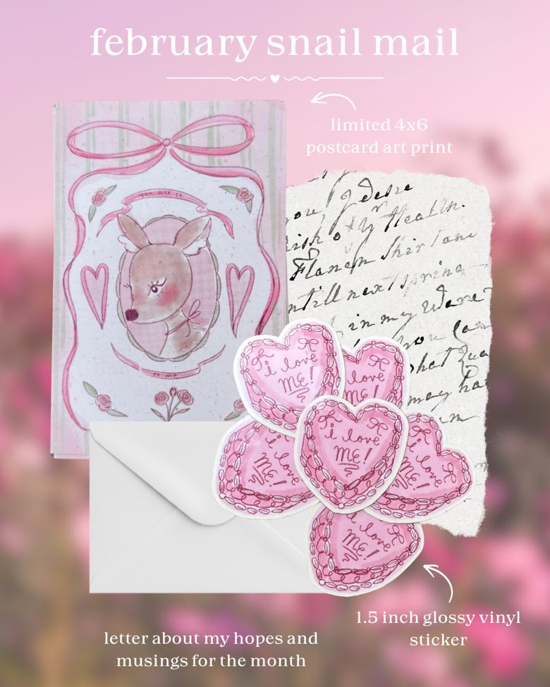 will you be my valentine? 💌💗🎀

limited stickers, art prints and letters from me available now! testing out the concept of a dearest snail mail club 👀♥️