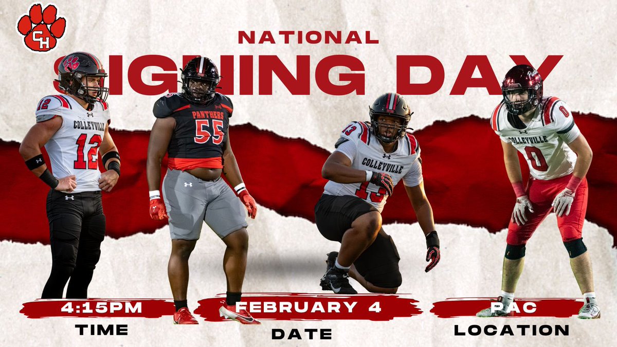 RecruitCville's tweet photo. @CHHS_FOOTBALL @PantherFBBoost @GCISD @CHPantherPride 
Hello Panther Nation

Reminder of national signing day 2/4/26 at 4:15pm at the PAC
Let’s all come out to celebrate our Panthers Big Day!!
 @JoeyNisbet42 @NehemiahOla_ @DeMariusLogan @DaxHebeisen 
Go Panthers https://t.co/m9mcVMtuYm