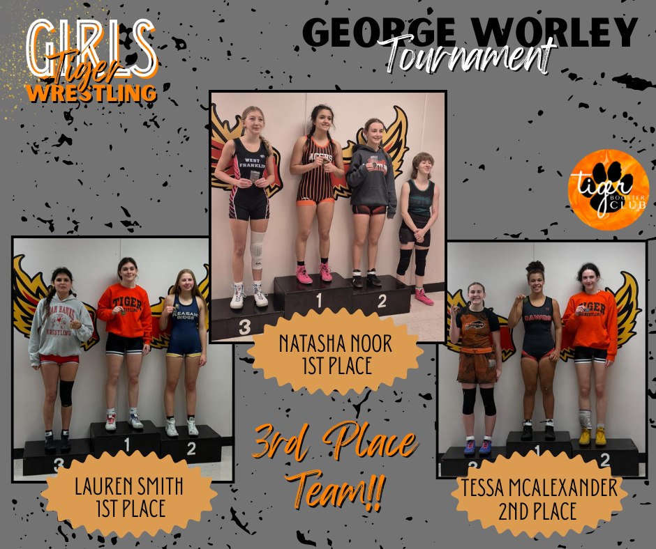 Congratulations to the High School Wrestlers placers at the George Worley Tournament this past Saturday.