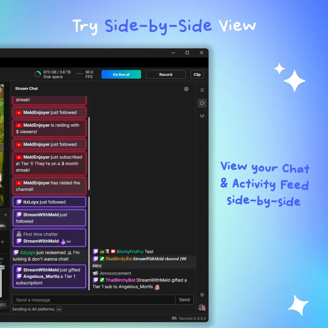StreamWithMeld's tweet image. Streamers! 

You can have your multi chat built right into your streaming studio!