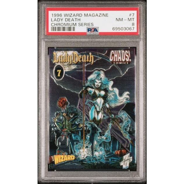 CollectingAll's tweet image. 1996 Wizard Magazine Lady Death Chromium Series Card #7- PSA Graded 8 NM-MT: $43.99 👉 Check ROI bit.ly/CardAdvisor 👈 #LadyDeath #WizardMagazine #NBA #AutographedMemorabilia #BasketballCollectibles