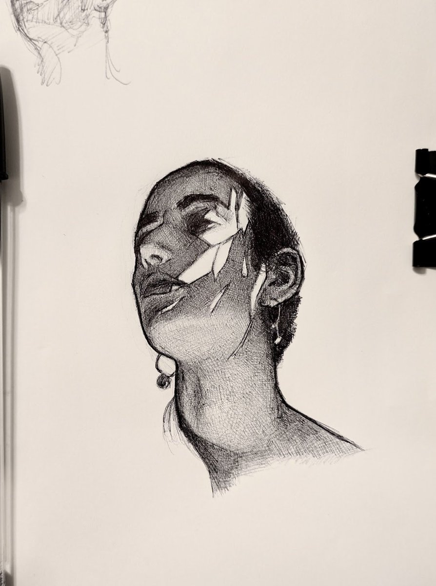 j_elliot_art's tweet image. Ink study, sunlit face