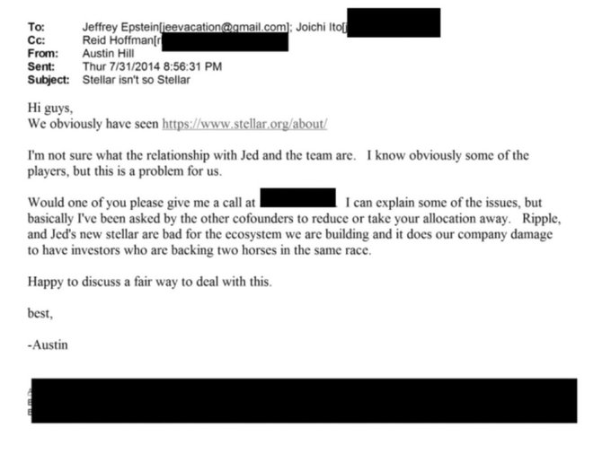 Drummer_HC's tweet photo. ¡¡¡TREMENDO!!!
La historia que cuentan los emails de Epstein
Los archivos muestran una cronología muy concreta sobre cómo se fue moldeando el mundo cripto que hoy conocemos.
Y el hilo conductor tiene un nombre: Gary Gensler.

2014.
Epstein ya está involucrado en círculos académicos y tecnológicos ligados a criptomonedas.
En emails privados aparece una preocupación clara: Ripple y Stellar son vistas como una amenaza para el “ecosistema” que algunos actores querían construir.
Hablan de que compiten en la misma carrera y generan “company damage”.

En paralelo, Epstein canaliza dinero y apoyo académico a entornos vinculados al desarrollo y legitimación de Bitcoin, principalmente a través del MIT y su ecosistema.
Financia entorno, discurso, investigación y validación institucional.
Bitcoin empieza a quedar cómodo.
Aceptable.
No disruptivo para el poder financiero.

2017–2018.
Epstein conoce y se reúne con Gary Gensler.
No es un desconocido: Gensler trabaja en MIT, da clases sobre blockchain y dinero digital.
Antes de reunirse con él, Epstein pide referencias políticas y personales sobre Gensler a figuras como Larry Summers.
Los emails muestran interés explícito:
“Gary Gensler wants to talk digital currencies”.
Nada improvisado.

En esos mismos encuentros aparecen agendas, listas de invitados y reuniones privadas donde Gensler figura como participante o “tentativo”.
El tema: criptomonedas, regulación, futuro del dinero.
Bitcoin ya no es cuestionado.
Ripple sí.

2021.
Gary Gensler llega a la SEC.
Y acá la historia se vuelve coherente:

#Bitcoin queda libre, intocable, absorbido narrativamente.
#Ethereum es tolerado durante años.
#Ripple es atacado con una demanda que busca frenar su expansión.

#Ripple nunca encajó en el esquema que venían diseñando desde años antes.

Y la cronología no empieza en la SEC.
Empieza muchos años antes, en los correos que hoy están a la vista de todos.
