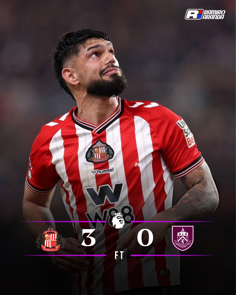 🇵🇾 ¡VICTORIA de ALDERETE en INGLATERRA! 🏴󠁧󠁢󠁥󠁮󠁧󠁿

🔴⚪️ #Sunderland venció (3-0) a #Burnley por la #PremierLeague.

— Omar Alderete arrancó de titular y fue sustituido a los 86' en los #blackscats.

⁉️¿Opiniones?
-#RamiroArandafutbolpy