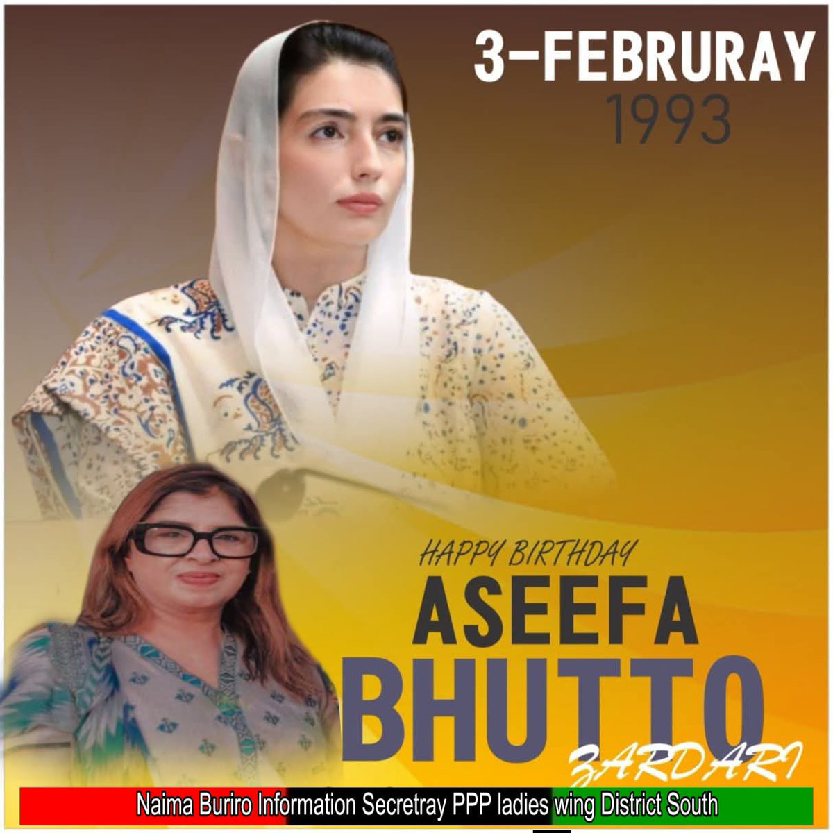 NaimaBuriro's tweet photo. Happy birthday 🎉🎂  first lady of Pakistan  choti BB @AseefaBZ https://t.co/SSnbHqt2Ot