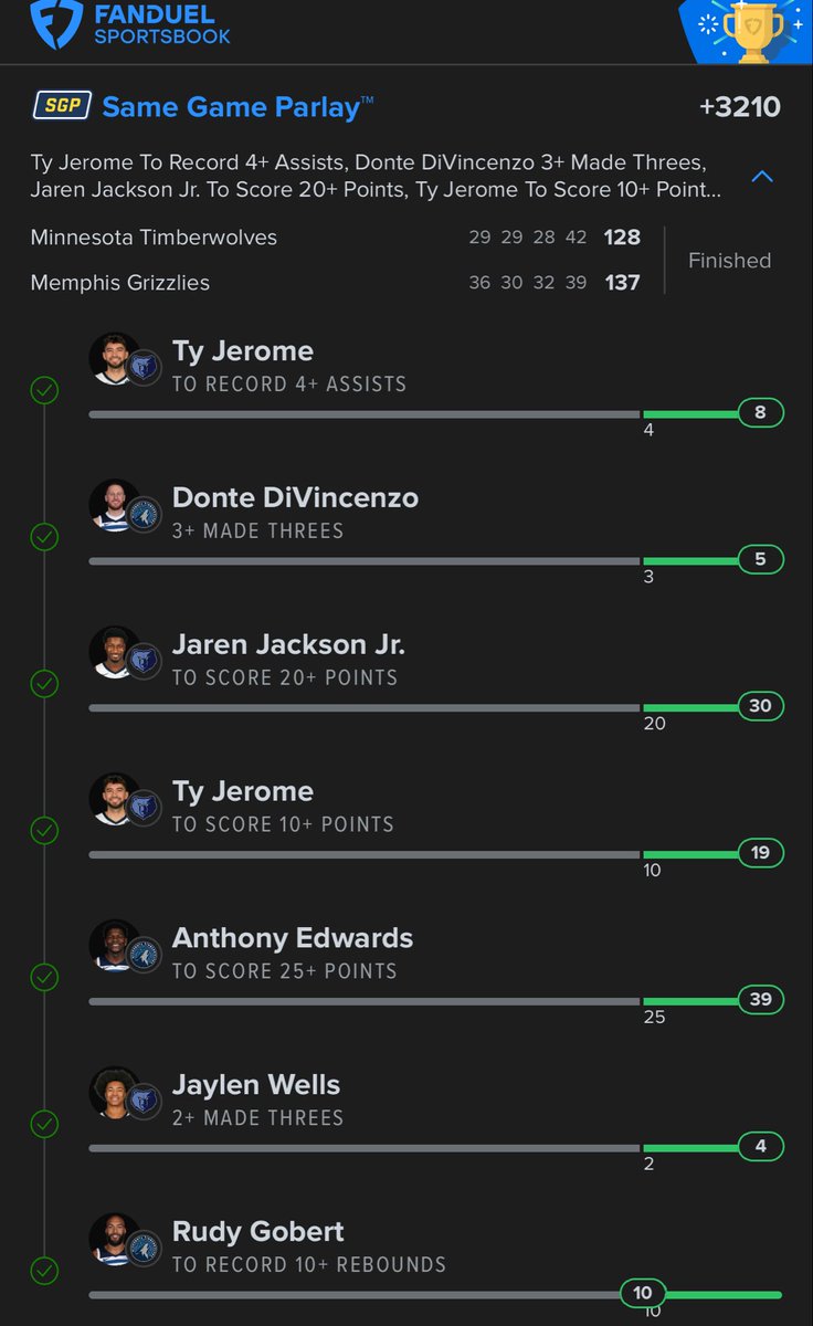 No better way to start the week of than cashing a parlay for the chat. 🙏🏾🙏🏾🙏🏾

Free Trial for the next slip: whop.com/checkout/plan_…

#PainPicks #NBA #GamblingX #FanduelSportsbook #ParlayPlay #GamblingCommunity