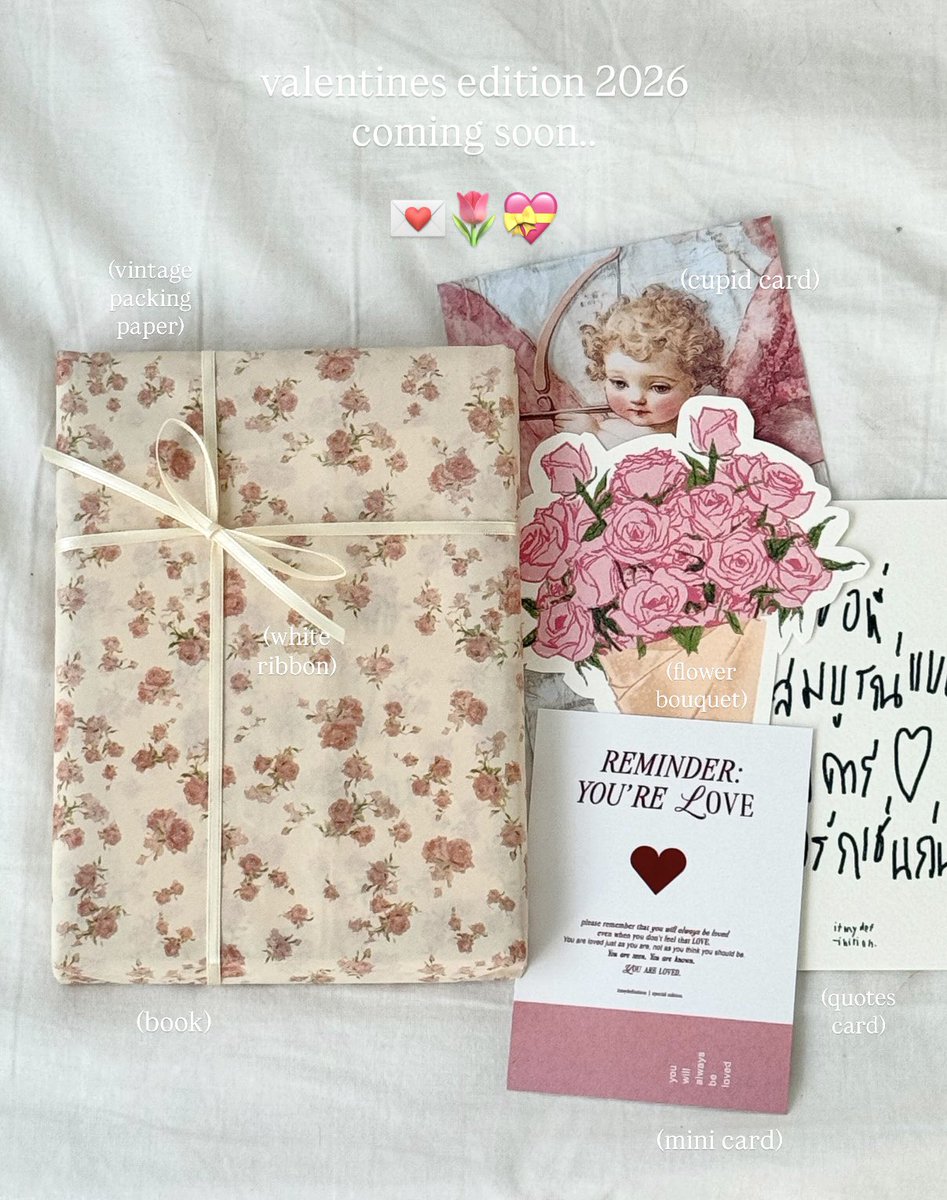 itmydefinition's tweet image. valentines edition💌
; vintage paper / white ribbon
cupid card / mini card / quotes card
+แพคเกจวาเลนไทน์

ตราบใดที่ฉันยังอยู่ (410) *แนะนำ
คำขอถึงคุณ (340) *แนะนำ
นิทานจากทานตะว้น (450)
โควทถึงคุณ (500) 💐💝