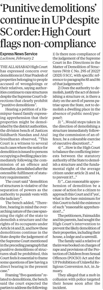 The Collegium transferred an upright judge to a High Court of the government’s choosing. But it has had no effect on him. A bench consisting of Justice Atul Sreedharan frames five questions for consideration, which includes, whether the state of Uttar Pradesh is in contempt of