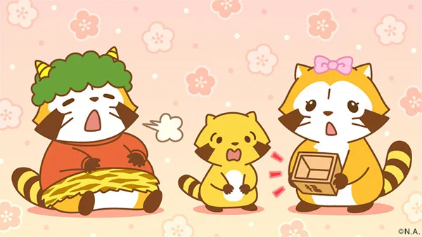 お豆がおいしくて、ついつい全部食べちゃったミャ～(◆ °)З°)=3 #ラスカル #節分