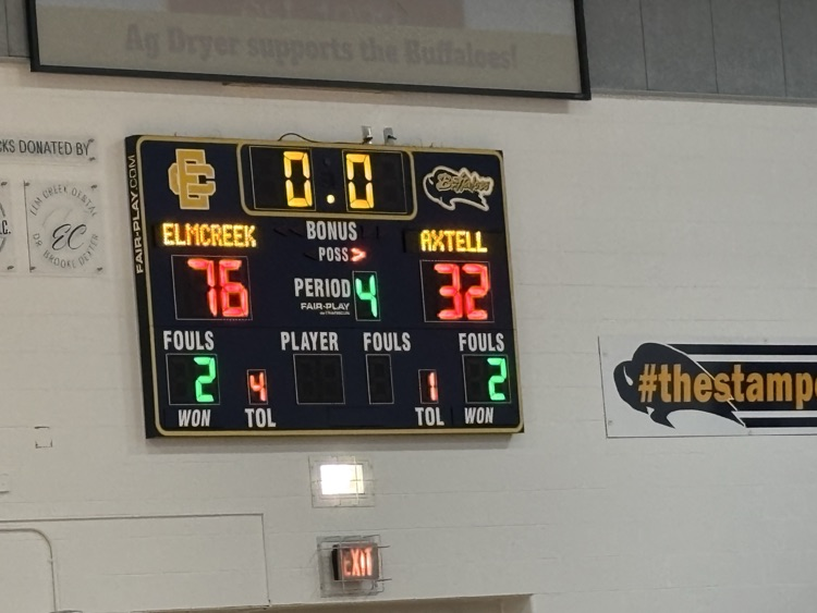 Lady Buffs win 76-32 over Axtell. They will play Thursday night at 7:30pm at Kearney Catholic vs Amherst.