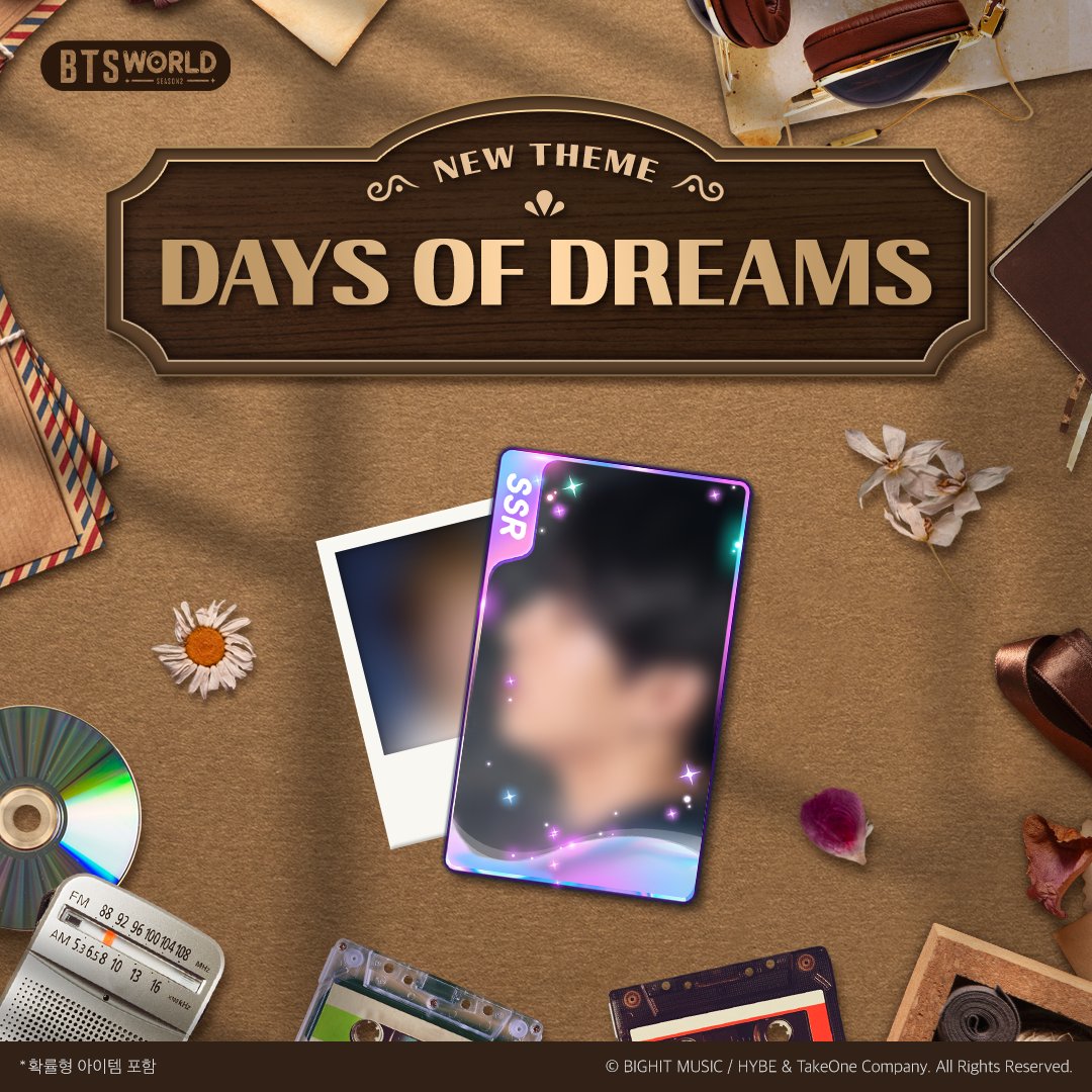 BTSWS2_official's tweet photo. [ ✅ ] New Theme: Days of Dreams

The new theme ‘Days of Dreams’ is now live!
Let's dream together in BTS WORLD Season 2 🙆‍♀️

🔗https://t.co/OTHF3uFOf6

새로운 테마 '꿈의 나날들' 업데이트 완료! 
지금 바로 BTS WORLD Season 2에서 만나보세요 🙆‍♀️

🎮Free download
https://t.co/22SDb6iDeJ

#BTSWORLD_Season2
#BTS #방탄소년단 
#BTSW_S2_unlocked
#PLAY_BTSW_S2