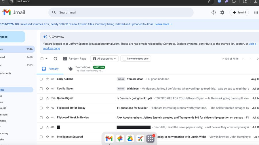 nofelines's tweet image. We have bonded $Jmail

You can view all the emails Epstein sent out !!

3AJ9PCpPj6EnHkupYpbbHBcRK2ztKcZnL5rwBB92pump