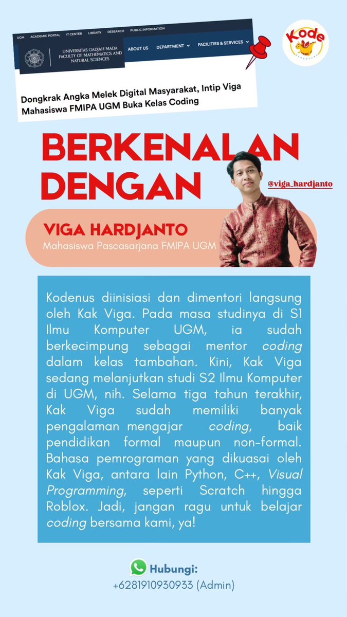 kodenusofficial's tweet photo. Siapa bilang belajar coding itu ribet? 👩‍💻👨‍💻
Lewat Kodenus, Kak Viga membuka kelas coding untuk bantu masyarakat dari anak-anak hingga dewasa makin melek digital. Sedikit demi sedikit, kita tumbuh bareng di dunia teknologi. 🚀✨

#Kodenus #BelajarCoding #kursusCoding https://t.co/u45Qi4RLgy