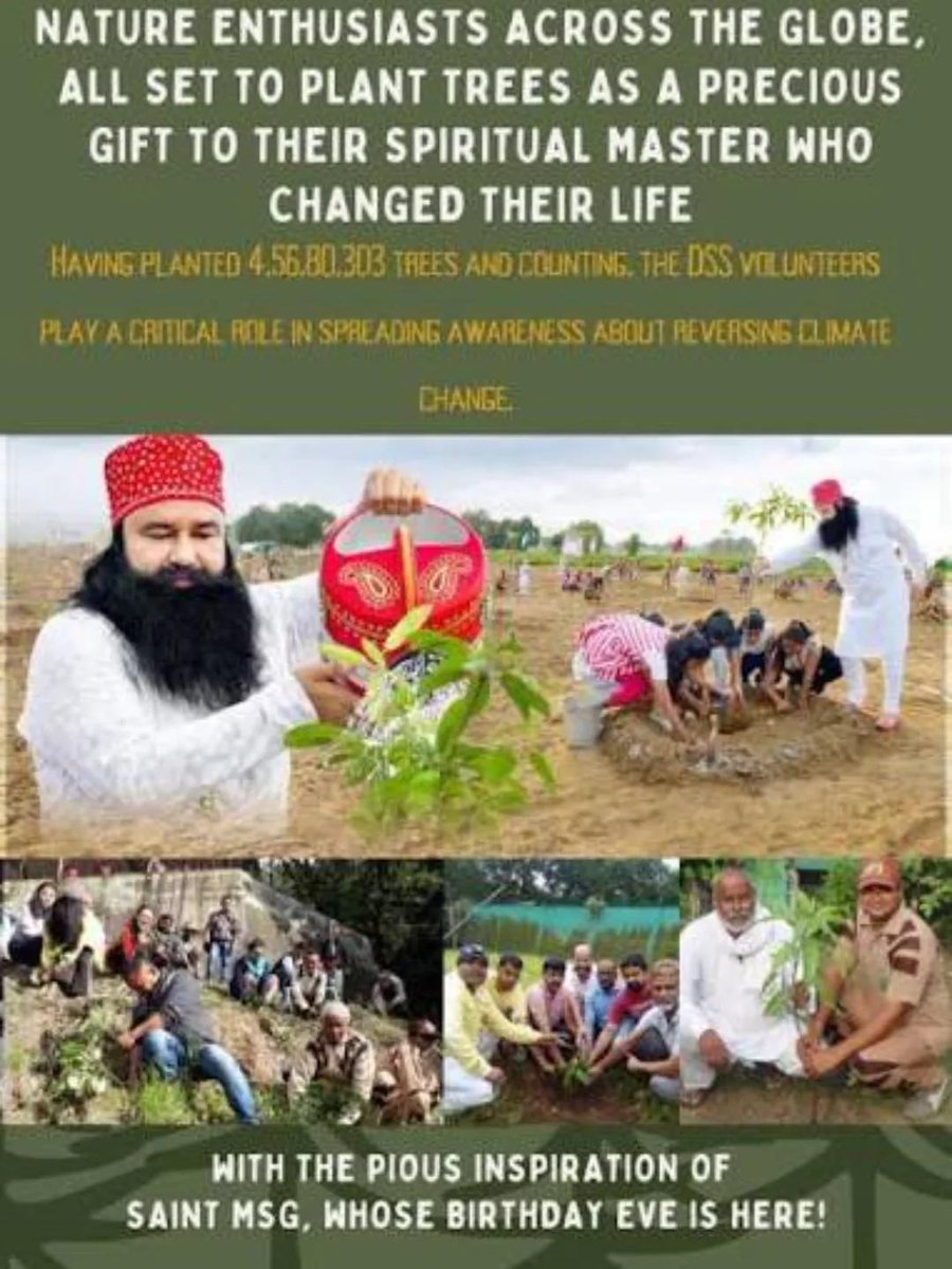 Nehainsan25's tweet photo. पेड़ जीवनदायी रक्षक हैं, ऑक्सीजन-छाया देते हैं। Saint Gurmeet Ram Rahim Ji के मार्गदर्शन में डेरा सच्चा सौदा हर उत्सव पर वृक्षारोपण करता है। श्रद्धालु पौधों की बच्चे-सी देखभाल करते हैं। #CareForNature से जलवायु परिवर्तन रोकें, पृथ्वी हरा-भरा रखें! #NatureLovers https://t.co/gNfnOCl2GF