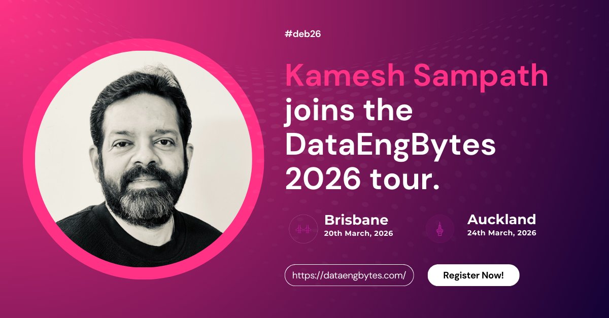 dataengbytes's tweet photo. 🎤 He's back!
Kamesh Sampath is done rebuilding broken ETL pipelines.
At #DataEngBytes 2026, he's showing how AI can understand schemas semantically—live demo with Apache NiFi, LLMs &amp; Iceberg.
No theory. Just code that actually works. 🔧
🎟️ https://t.co/OD0Za2viA7 https://t.co/th05UUfrwS