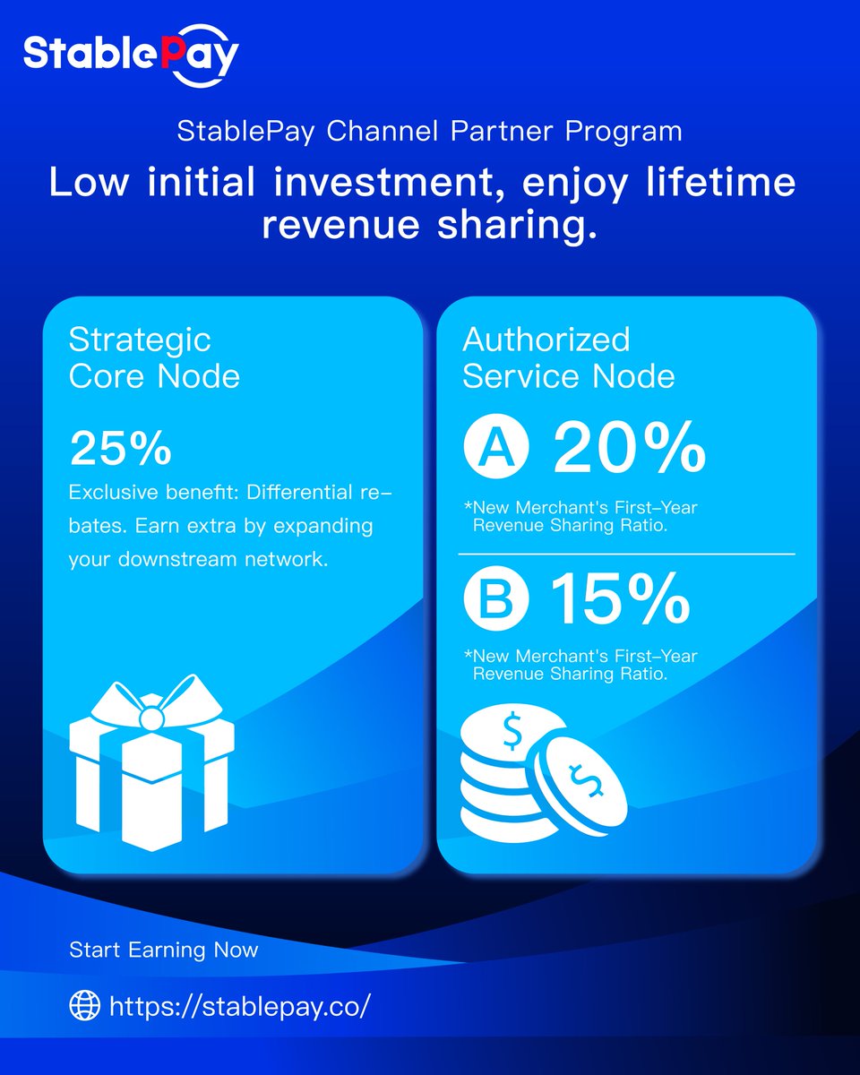 StablePayFi's tweet image. StablePay Global Partner Recruitment Program

Long-term Assets, Building a New Ecosystem for Stablecoin Payments Together
Join Now and Embark on Your Automated Yield Journey：
stablepay.co

Stable Pay, Global Way
#StablePay #Web3 #FinTech #Cryptopayment #Stablecoin
