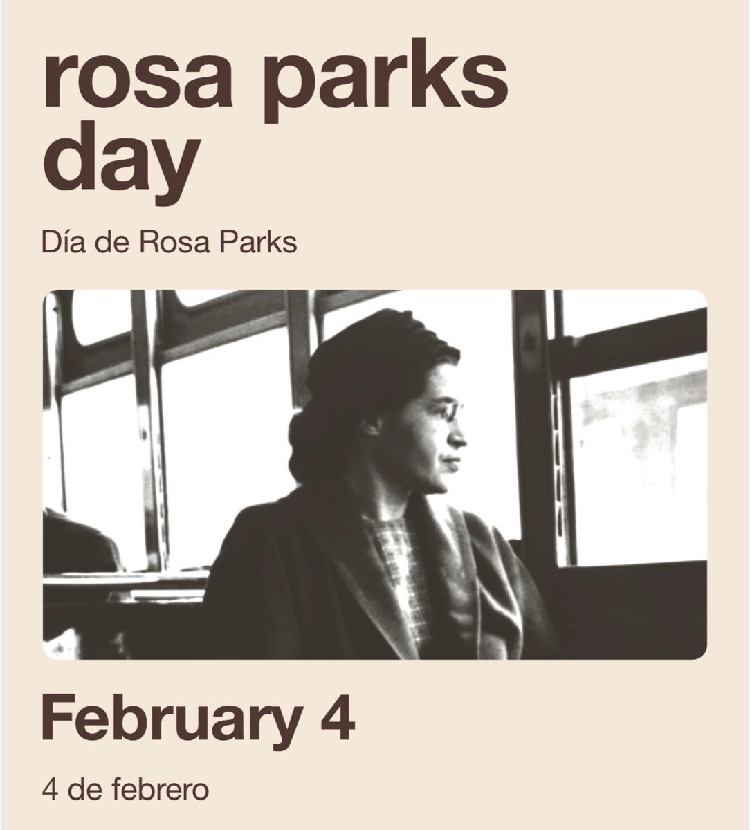 wmata's tweet image. On #TransitEquityDay, every Metro bus and train will reserve a seat for Rosa Parks. We’re celebrating her birthday and honoring her legacy. Stay tuned tomorrow, Feb. 4! 🎉 #RosaParksDay