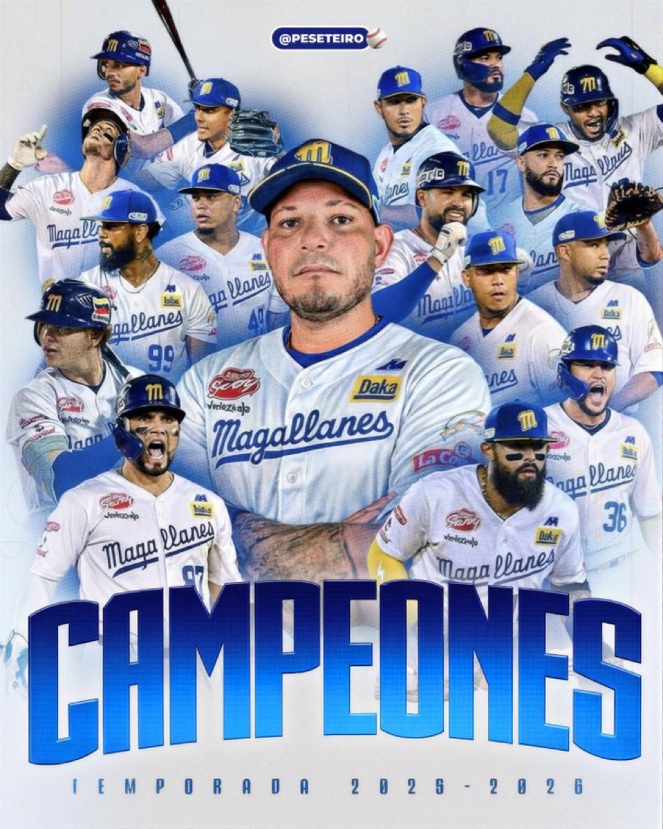 estendenciavzl's tweet image. "Navegantes del Magallanes" son tendencia porque se coronaron campeones de la temporada 2025-2026 de la Liga Venezolana de Béisbol Profesional.