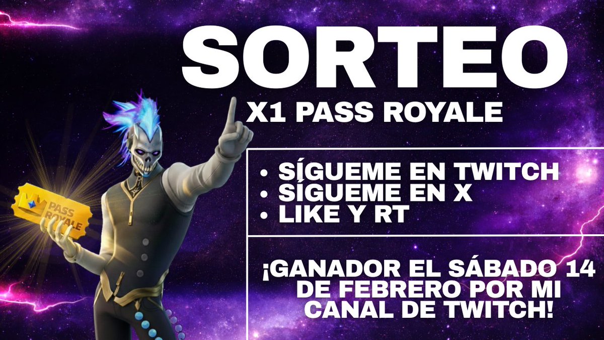 destructor378's tweet photo. SORTEO X1 PASS ROYALE!! ⚡️

Requisitos:
-Sígueme en Twitch
-Sígueme en X
-Like y RT

¡Ganador el 14 de febrero por mi canal de Twitch! 🟣

⚠️ Ideal estar presente en el directo a la hora de dar el ganador.

#ClashRoyale #SORTEO #Twitch https://t.co/3UbM5NJJDv