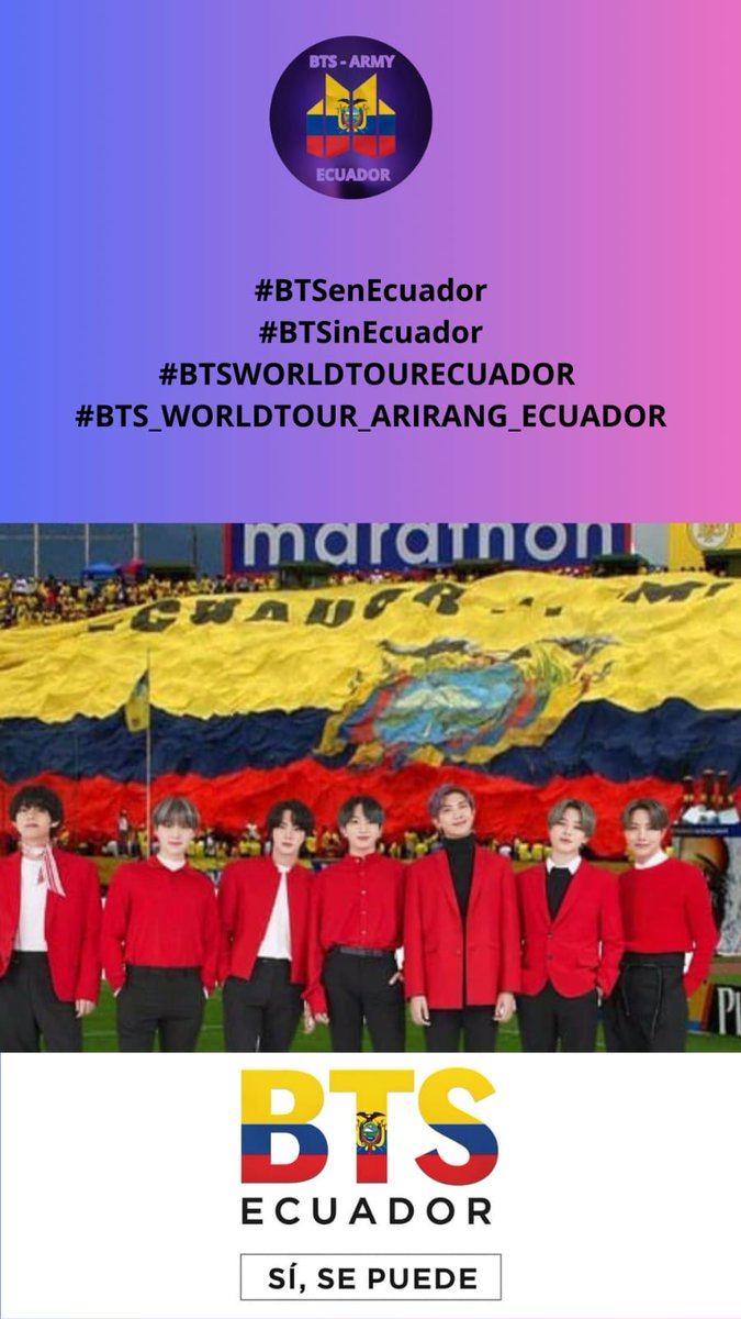 VeraPlaza62283's tweet photo. #ArmyEcuador
#ArmyEc
.
#BTSenEcuador
#BTSinEcuador
#BTSWORLDTOURECUADOR
#BTS_WORLDTOUR_ARIRANG_ECUADOR https://t.co/pgiq8E9Xyv