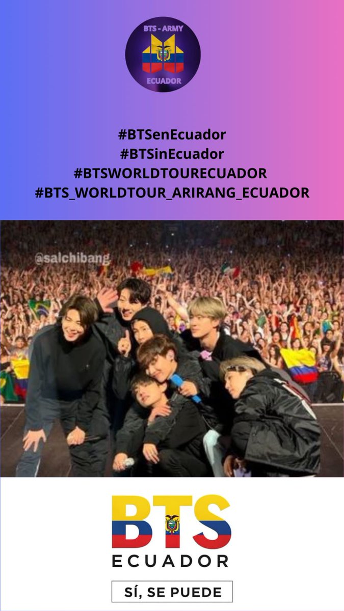 VeraPlaza62283's tweet photo. #ArmyEcuador
#ArmyEc
.
#BTSenEcuador
#BTSinEcuador
#BTSWORLDTOURECUADOR
#BTS_WORLDTOUR_ARIRANG_ECUADOR https://t.co/pgiq8E9Xyv