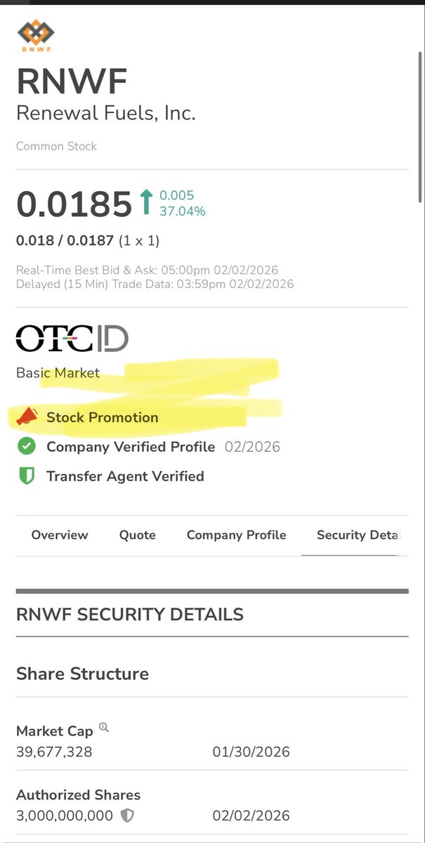 PennyOrca's tweet image. $RNWF - promotion badge added on OTC… pump it baby!