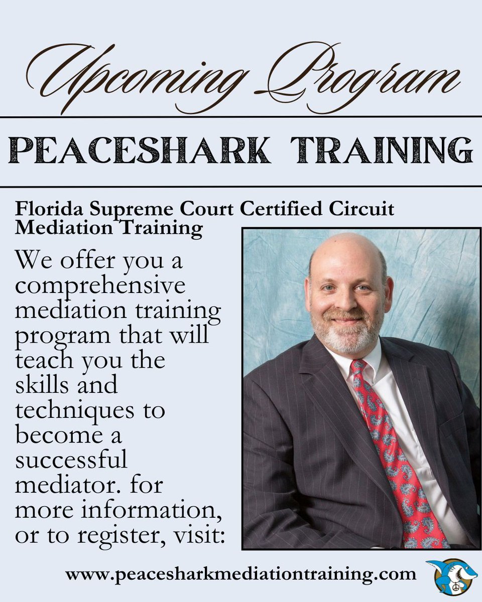 Upcoming Circuit Mediation Training!
.
.
.
#GLCM #Peacemaking #TeachPeace #PeaceChest #PeaceShark #MediationTraining #MediationSkills #MediationTips #ConflictResolutionTraining #MediationTechniques #NegotiationTraining #CommunicationTraining #ConflictManagementTraining