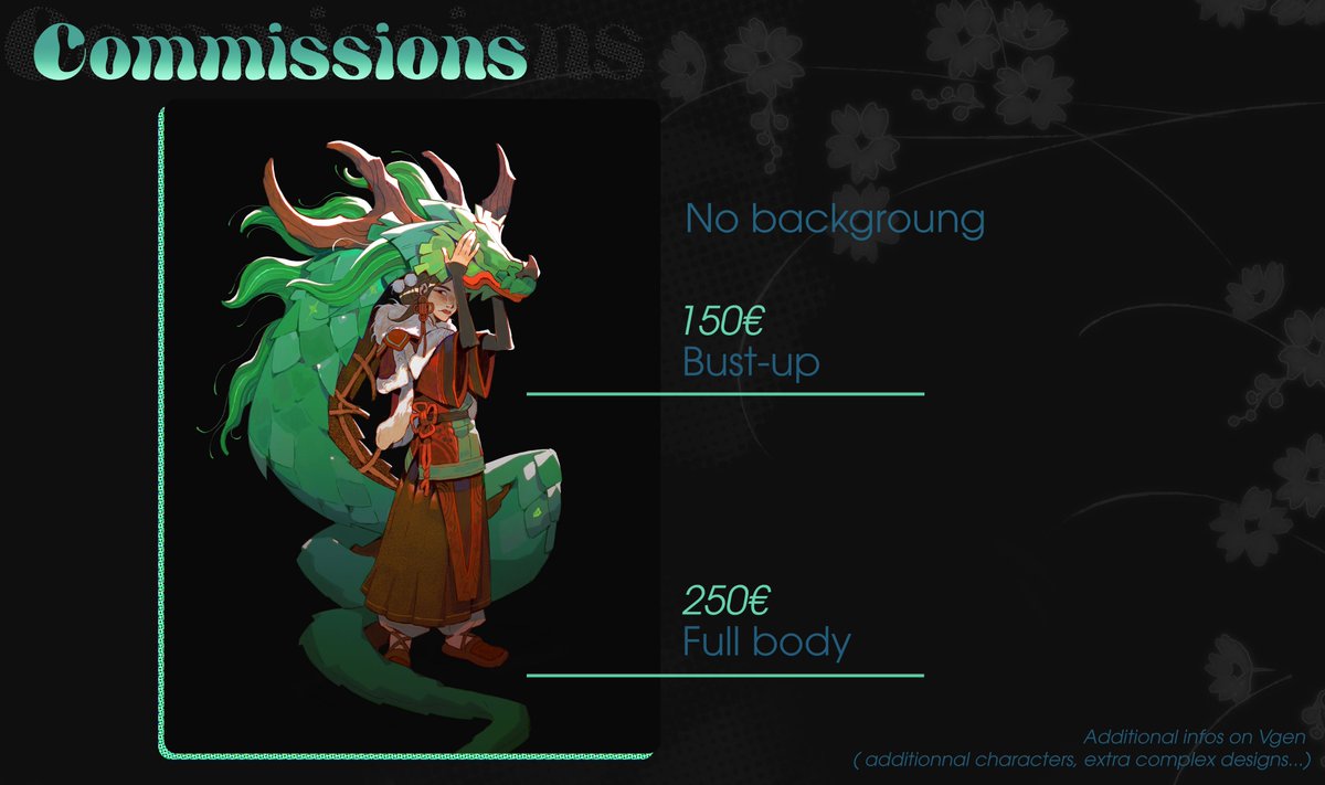 Commission prices! ✨
Preferably processing through vgen (@Camisleeps)
RT are appreciated, thank you for your support!