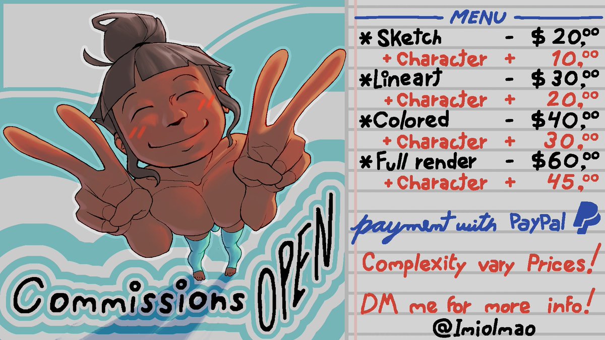 - It's time for coms <3
i'll be opening 5 slots at a time, for whoever is interested, pls dm me!