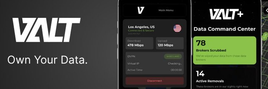 Airdrops_one's tweet photo. VALT @VALTdata - data privacy & ownership tool - just amplifying a tool some of you may want to evaluate 👇

What it does
• dVPN: Decentralized VPN via Sentinel (4,000+ residential nodes; no central logs).
• Data-broker removal: Automated opt-outs across 600+ brokers (Spokeo, Whitepages, BeenVerified, etc.) with re-listing monitoring.
• Data Timeline: See what each connected app/service knows about you.
• Private AI (coming): Local queries over your data with a zero-knowledge approach.

Architecture:
🔸Zero-knowledge - processing is client-side; VALT says it can’t access your raw data.

Pricing
• Free: basic scan, limited timeline, 1 dVPN device
• Standard – $120/yr: major broker removals, unlimited dVPN, full timeline
• VALTIMATE – $240/yr: 600+ brokers, dedicated removal specialist, priority scans

Platforms: 
iOS, Android, macOS, Chrome extension.

• The whole team is Doxed
• Winner: Gain Ventures International Pitch (Dubai)
• Winner: Cosmoverse ’25 Pitch Competition (Croatia)

Why?
🔸One place to (a) route traffic privately, (b) purge broker listings at scale, and (c) audit what apps know—without handing raw data to a central service.

Check it out: 

https://t.co/2sDEisGWMF
https://t.co/3075GyA1rP
https://t.co/YmariFzcHW

Not a paid or sponsored post.

NFA. DYOR.

🫡