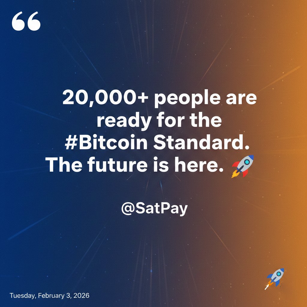 JcryptoPH's tweet photo. 20k sign-ups isn’t just a number—it’s a movement. 🌊

The transition to a Bitcoin standard is accelerating, and @SatPay is right at the center of it. Get on the list or get left behind. ⚡️ https://t.co/7ycwI59uRU