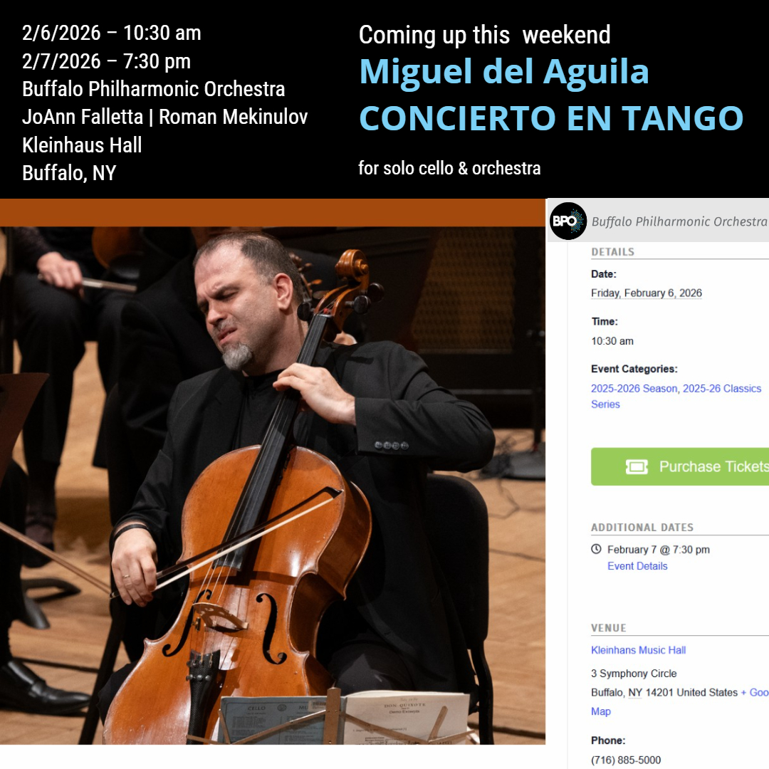 🎻 🎶✨ Join us this weekend for two powerful concerts with the <a href="/BPOrchestra/">BuffaloPhilharmonicOrchestra</a>! #JoAnnFalletta leads the #orchestra in a vibrant program featuring <a href="/MigueldelAguil/">Miguel del Aguila</a> 's #ConciertoenTango for #cello and #orchestra, performed by the extraordinary #RomanMekinulov. #MigueldelAguila