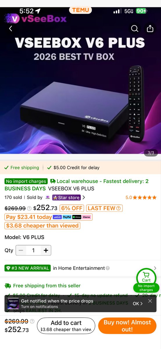 keith_kemmerer's tweet photo. @MikeBellATL Veesee box one time charge all the streaming services and all the live tv. https://t.co/4qsr1f9ozx