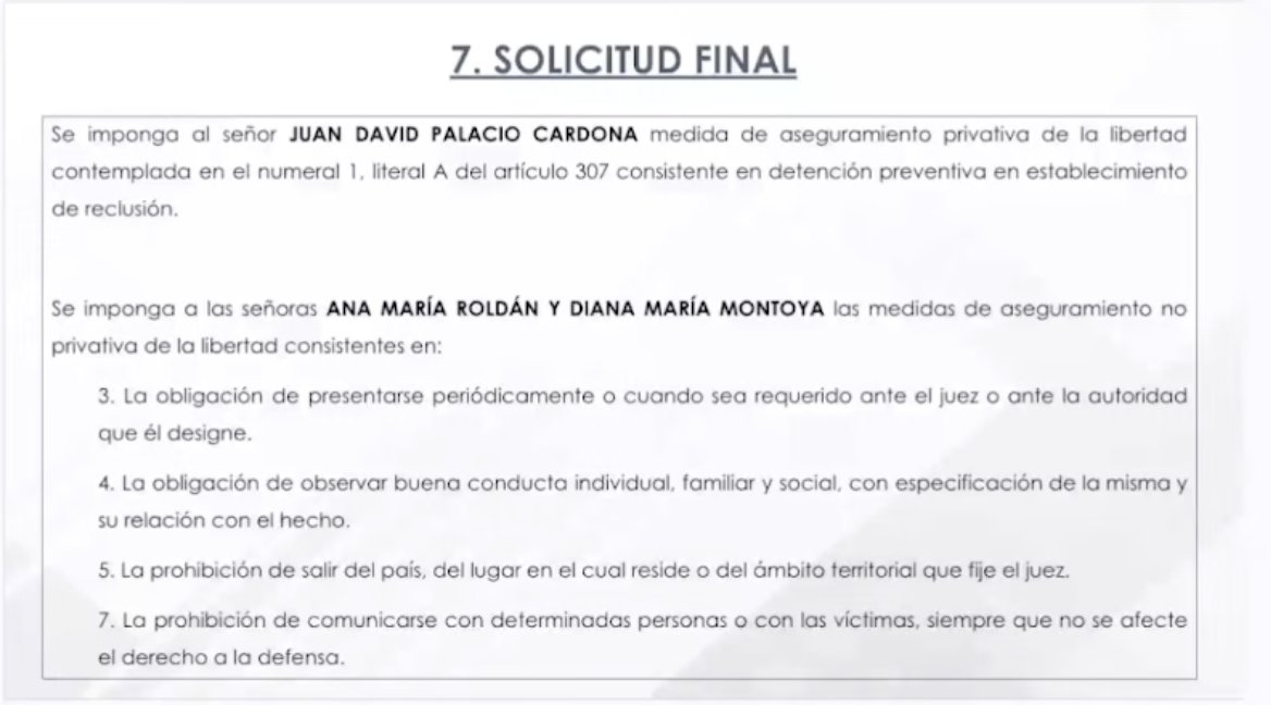 ¡Cárcel para el exdirector del AMVA! ⚖️ La Fiscalía pide detención en centro de reclusión para Juan David Palacio por el saqueo de $18 mil millones. Para las exsubdirectoras pide prohibición para salir del país y de contactar a las víctimas. Actuaron como un Grupo Delincuencial