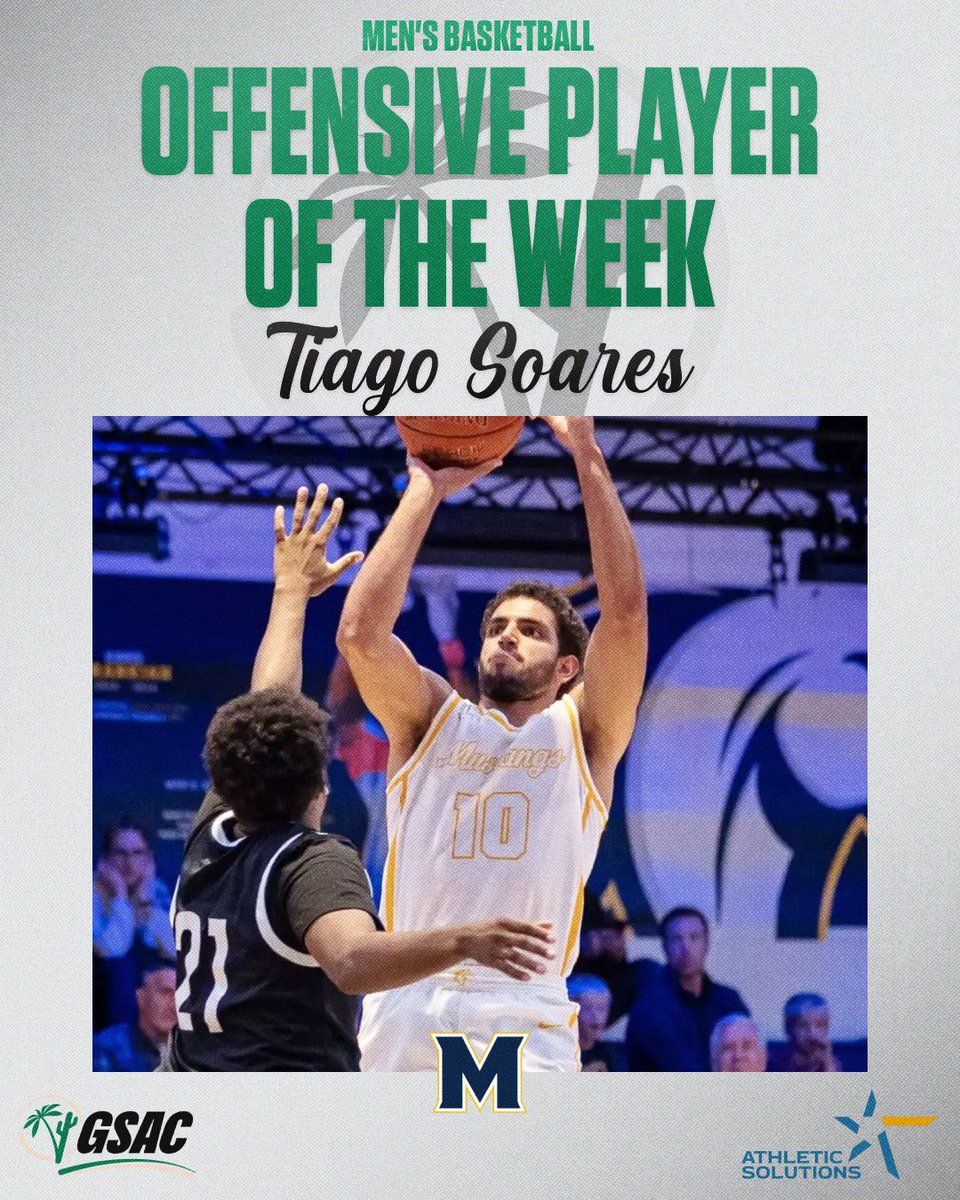 gsacsports's tweet photo. 🏀 GSAC Men’s Basketball Players of the Week 🏀
🔥 Offensive: Tiago Soares (@TMUAthletics)
26.5 PPG | 68.8% FG | Career-high 34 points
🛡 Defensive: Max Mkpa (@OUAZSpirit)
8.5 RPG | 4 steals | Key anchor in a 2–0 week
#GSACsports #GSAChoops
#TheRightWayToPlay https://t.co/SibEgsGds9
