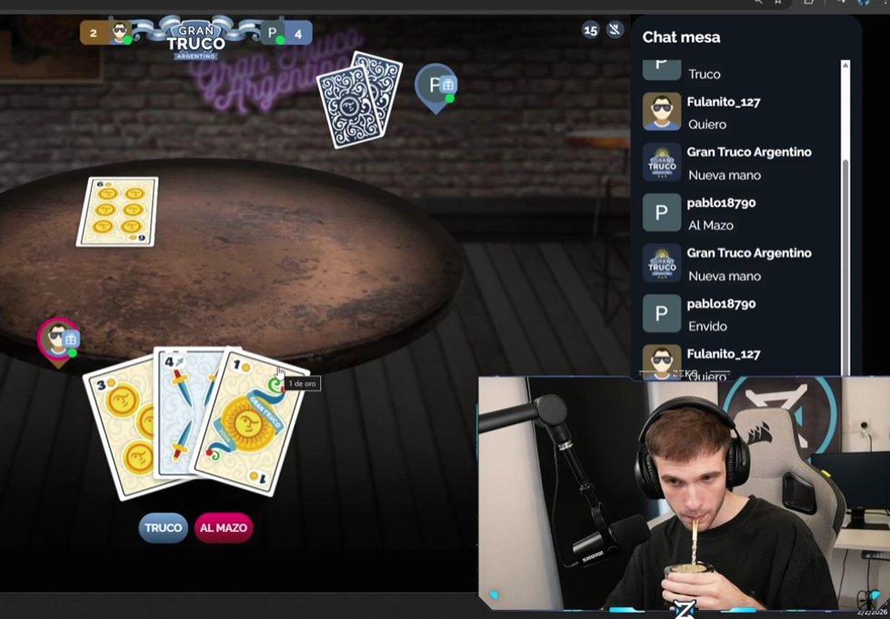 powerzyn's tweet photo. AJKASKJDJKASKJ juega al truco con los viewers y le miran las cartas!!!! 
Dios es el mejor streamer del pais https://t.co/ZJGZV35FbN