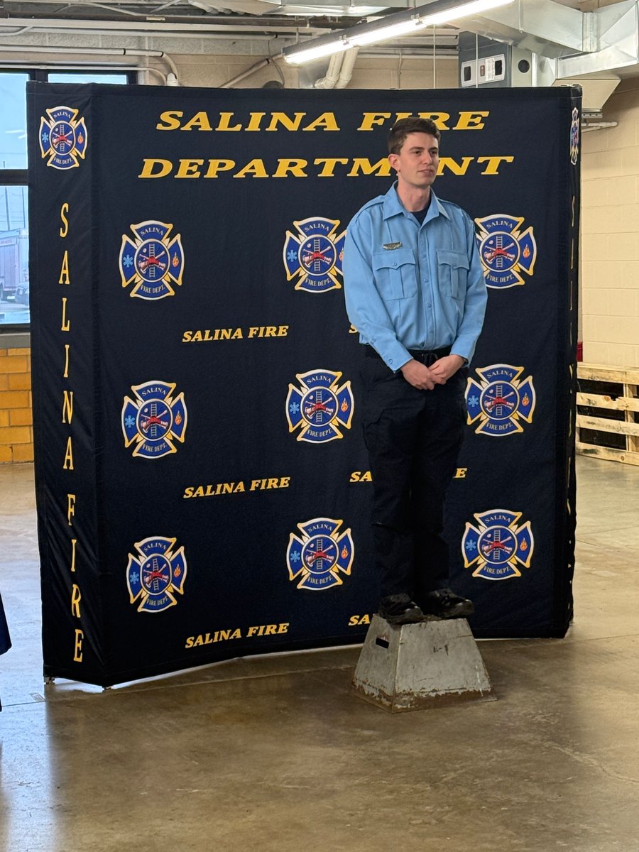 SalinaFire's tweet photo. After completing their one-year probationary period, three of our newest firefighters officially received their badges. Each of them has put in the work day in and day out, learning the job, earning trust, and showing what it means to serve this community. https://t.co/ntFjq6QAar