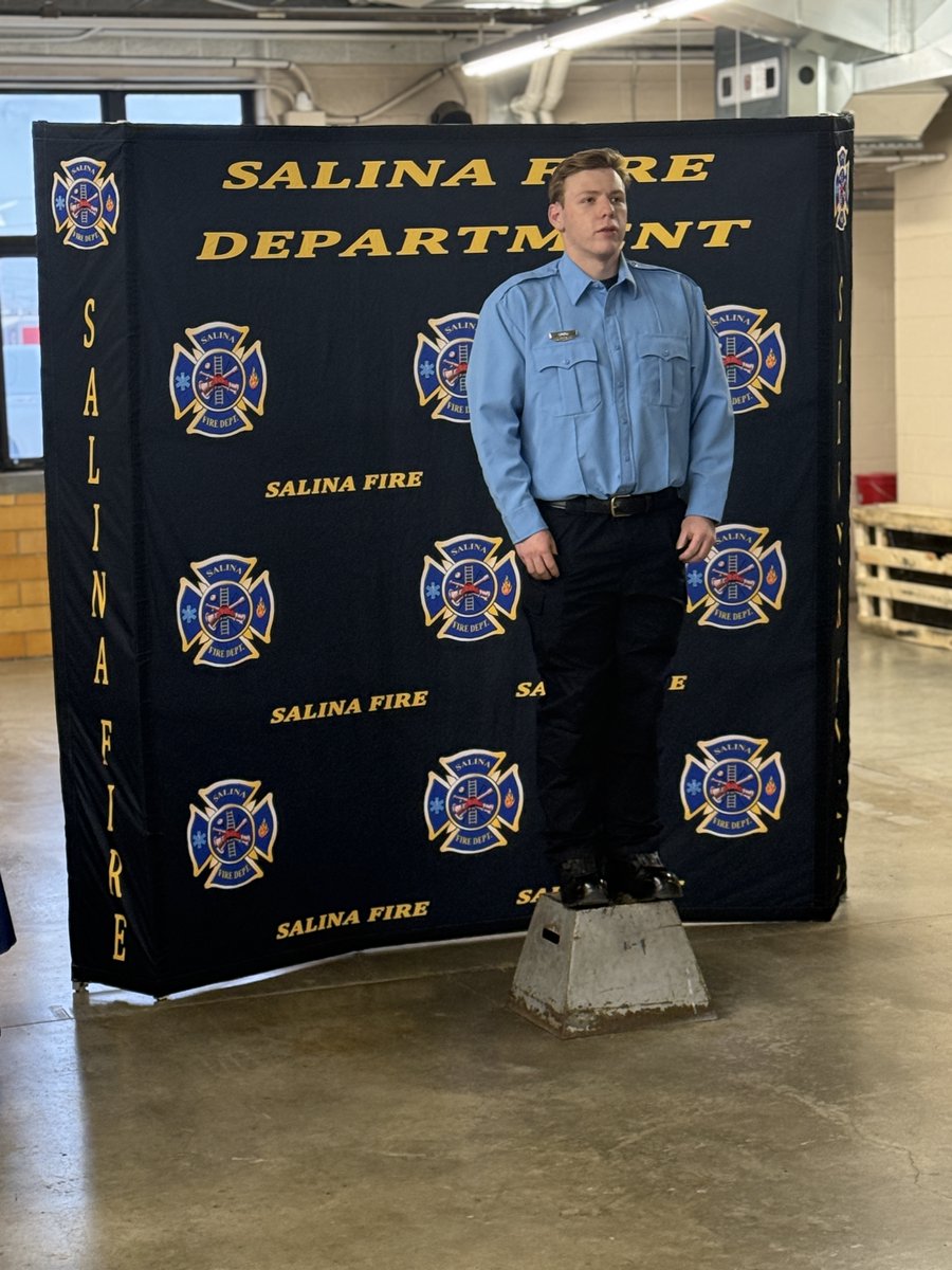 SalinaFire's tweet photo. After completing their one-year probationary period, three of our newest firefighters officially received their badges. Each of them has put in the work day in and day out, learning the job, earning trust, and showing what it means to serve this community. https://t.co/ntFjq6QAar