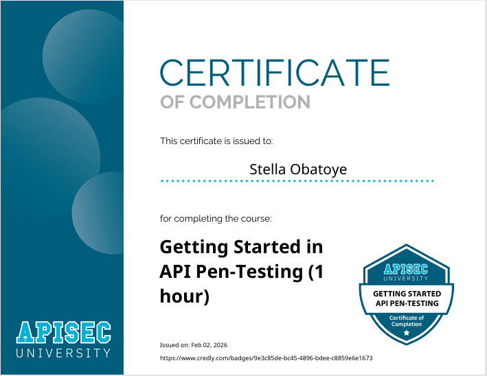 StellaObatoye's tweet photo. Day 32 &amp; 33

Happy New Month, Fellas!

I completed the Getting Started in API Pen-Testing course on @apisecu 
I began setting up the environment for testing the Zero Health Application.

#OneCybersecurityThingADay https://t.co/aCRO86X5jN