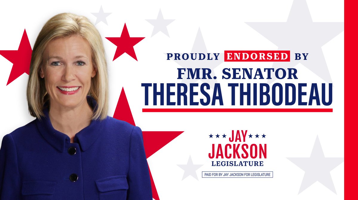 🚨ENDORSEMENT ALERT!🚨

I’m honored to earn the endorsement of entrepreneur, community leader, &amp; former State Sen. Theresa Thibodeau.

Theresa is a proven leader who has stood up for local businesses &amp; worked tirelessly to grow our community—I’m proud to have her trust &amp; support!