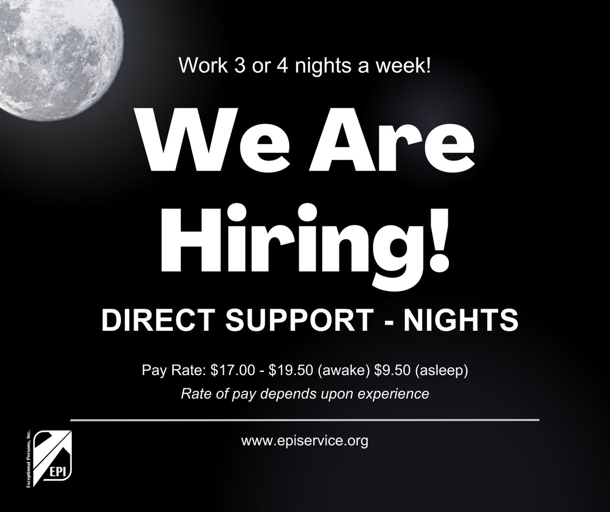 Looking for a meaningful career where you can make a difference? Join our team as a Direct Support Professional and support adults with differing abilities in an overnight role. 👉 Apply online: episervice.bamboohr.com/careers/528?so…

#NowHiring #NightShift #WeAreEPI