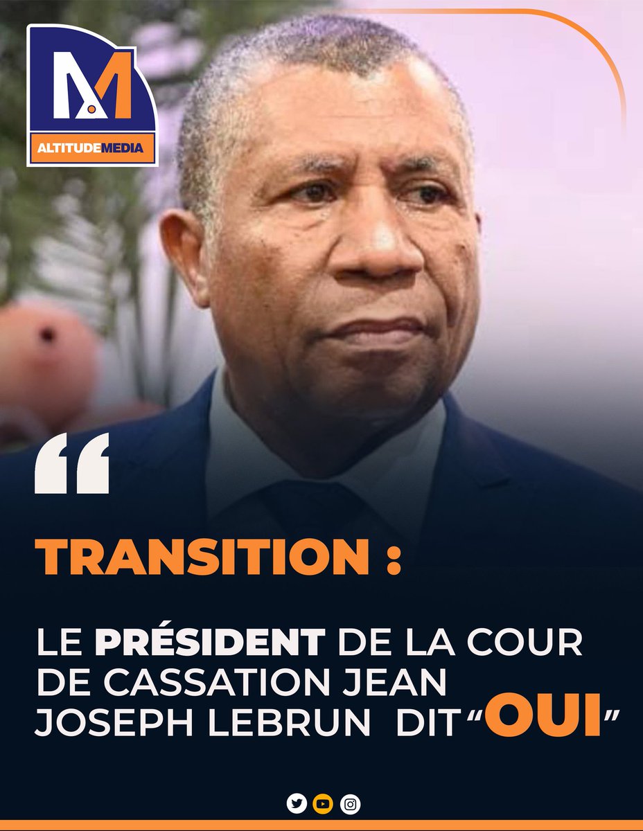 Altitudemedia5's tweet photo. Haïti | Transition
Après les consultations menées par la commission ad hoc de cinq membres, le Président de la Cour de Cassation se dit prêt à assurer la transition dès le 7 février 2026. https://t.co/QPkrjhJh94