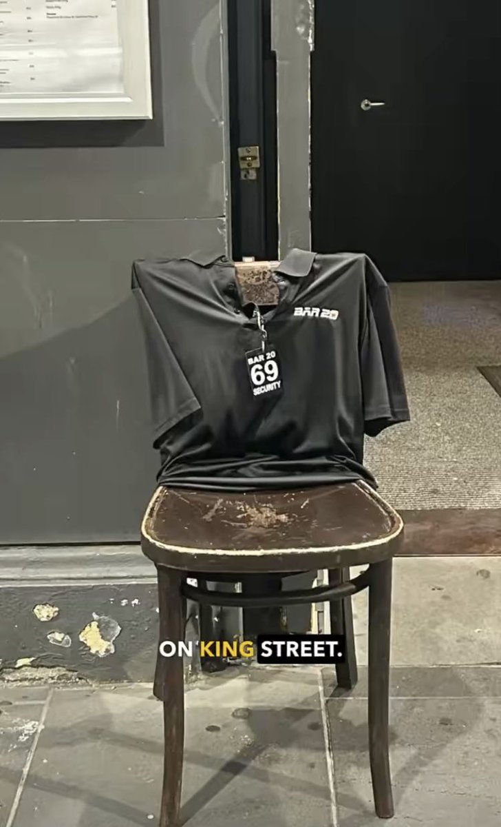 gomichild's tweet image. Peak Australia: Thrown Chair has now been employed as security.

(Image via @OzzyManReviews )