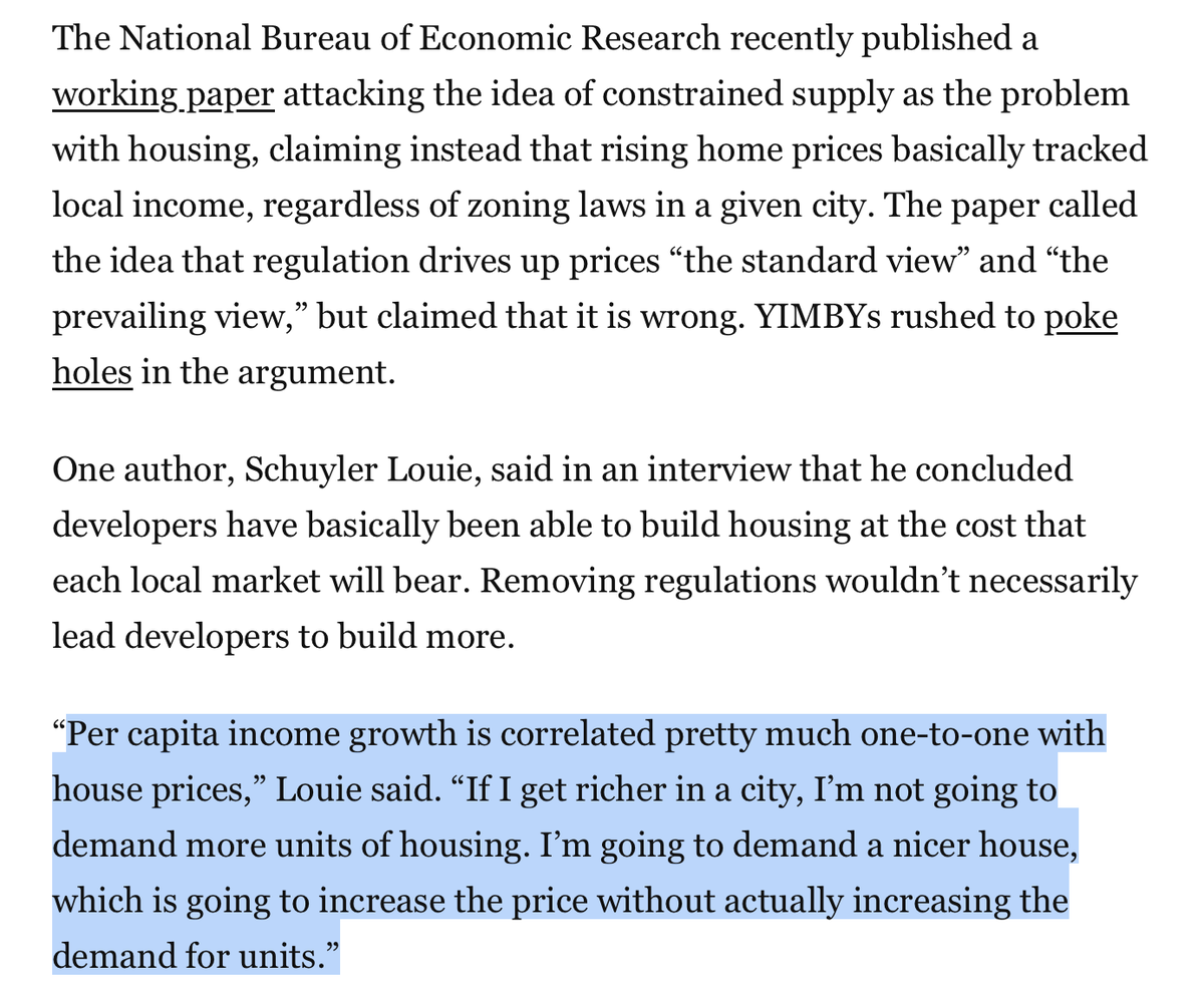 Fantastic story, showing that #NotAllEconomists subscribe to the abundance view that zoning and regulation are to blame for unaffordable housing. Adding a few screen grabs for those who can't get behind the WaPo paywall. Key findings with links here:

* Buchholz et al, LSE