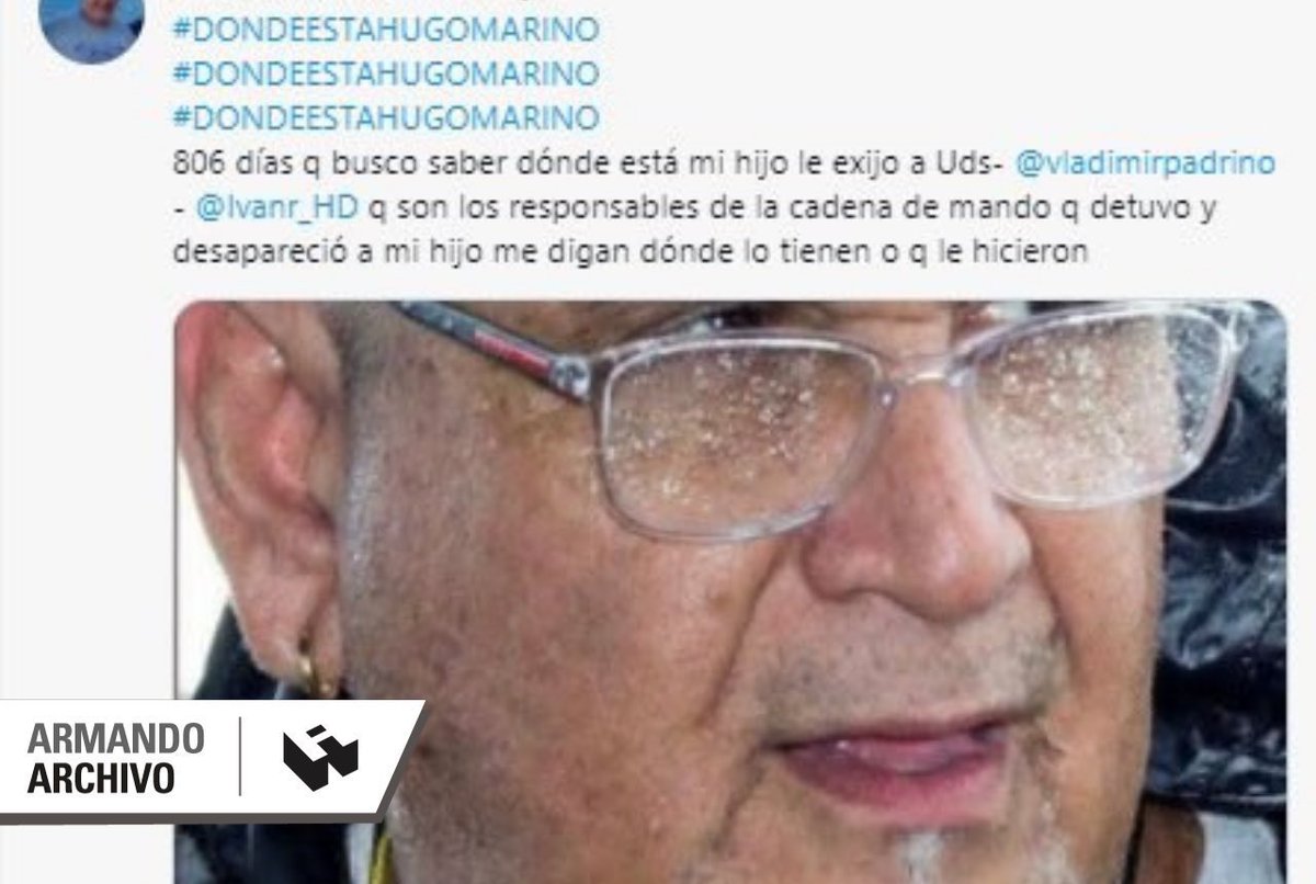 ArmandoInfo's tweet image. Su esposa, su madre, sus amigos, sus abogados, todos los que conocen el suceso coinciden en una imagen: Hugo Marino desapareció sin dejar rastro. Su caso está registrado como desaparición forzada ante organismos internacionales 📌bit.ly/AiHugoM #ArmandoHistorias2021