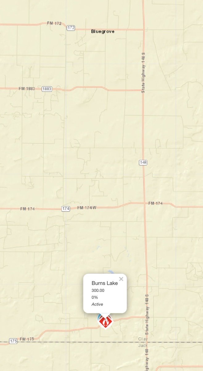AllHazardsTFS's tweet photo. Alert: Texas A&amp;M Forest Service is responding to a request for assistance on the #BurnsLakeFire in Clay County. The fire is an estimated 300 acres and 0% contained. #txfire https://t.co/toGPrvhhBD